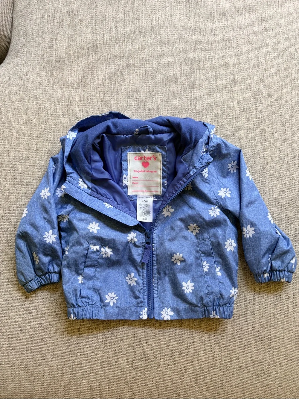 Carter's Toddler Floral Raincoat - Blue